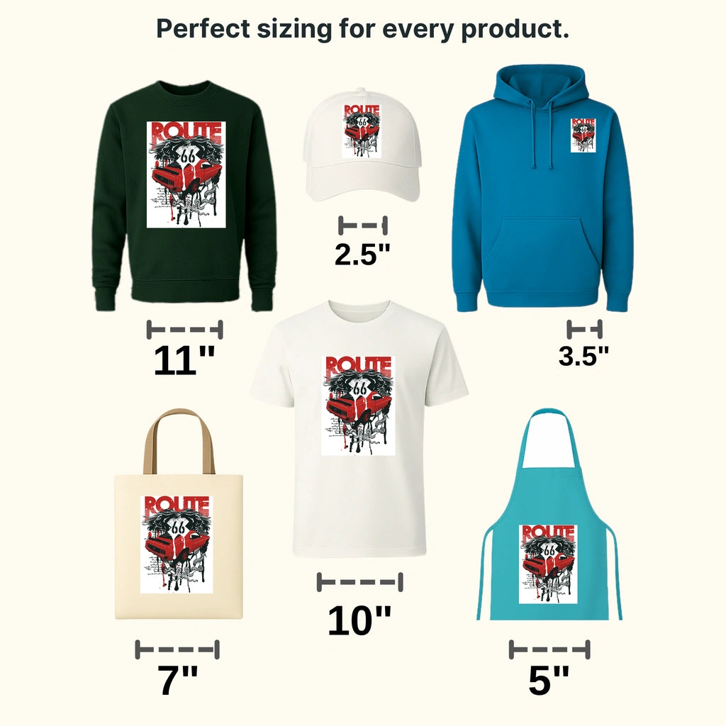 Cars Route 66 Clasic Car Designs - DTF Heat Transfer - transferlegend