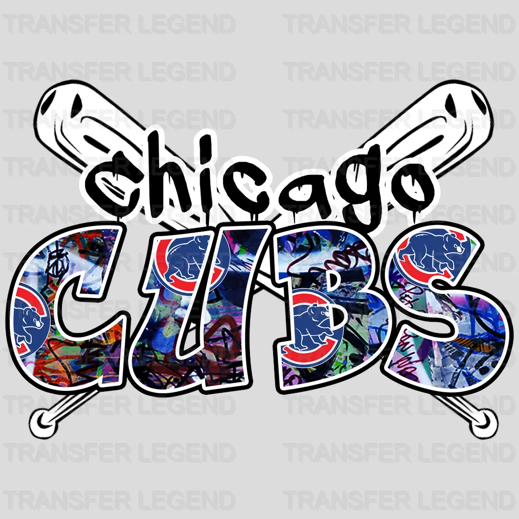 Chicago Cubs MLB Graffiti Wall Art Text Logo - DTF Iron On Transfer