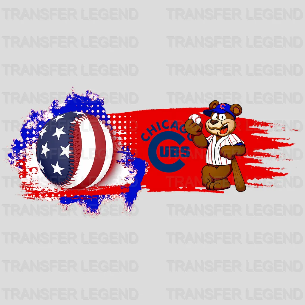 Chicago Cubs MLB Ripped Flag Effect Logo Graphic - DTF Iron On Transfer