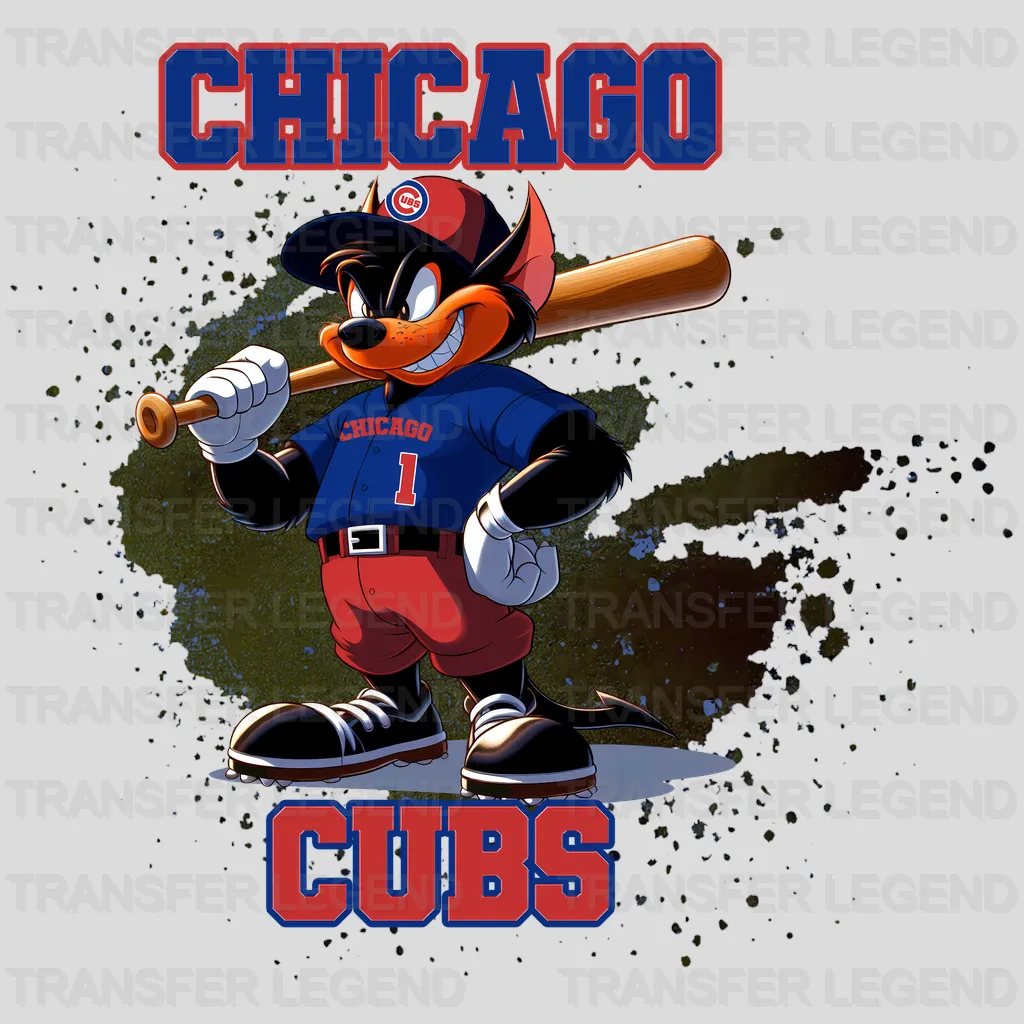 Chicago Cubs MLB Cartoon Kid Player Batting - DTF Iron On Transfer