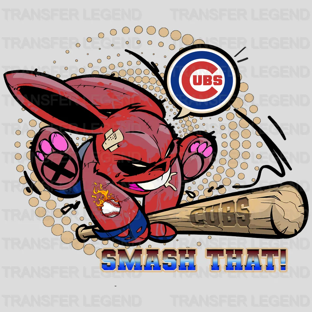 Chicago Cubs MLB Clark The Cub Mascot With Foam Finger - DTF Iron On Transfer