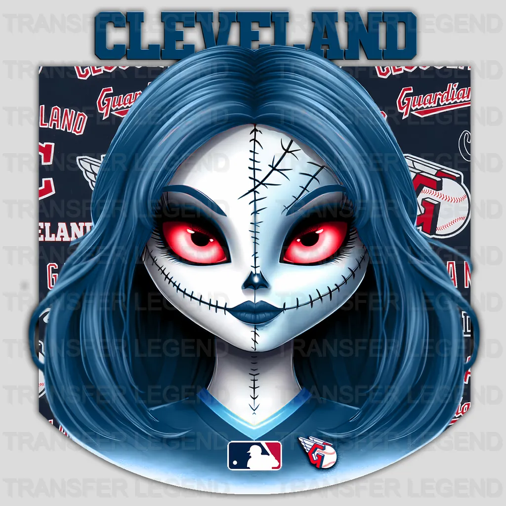 Cleveland Guardians MLB Red Hair Gothic Girl Illustration - DTF Iron On Transfer