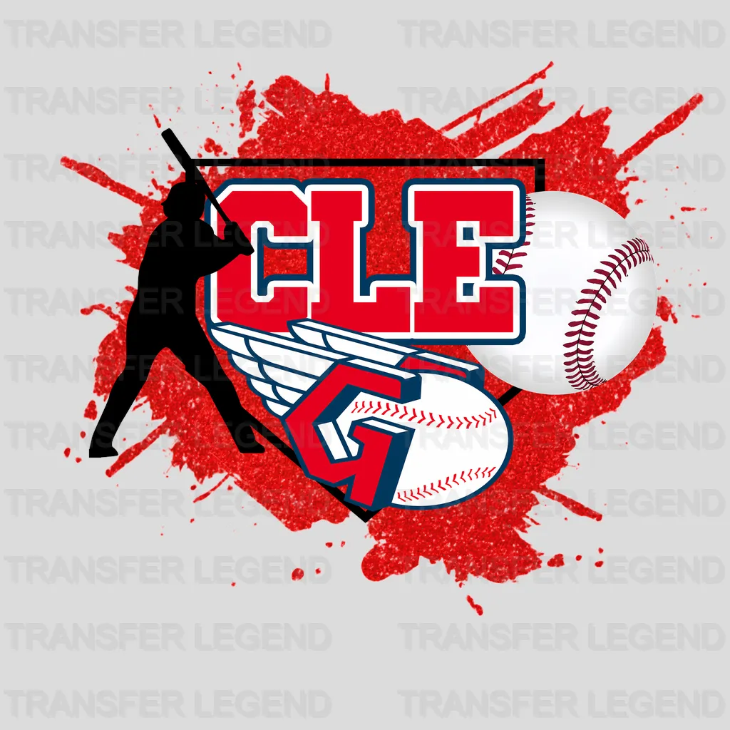 Cleveland Guardians MLB Cle Player Silhouette Splash Art - DTF Iron On Transfer
