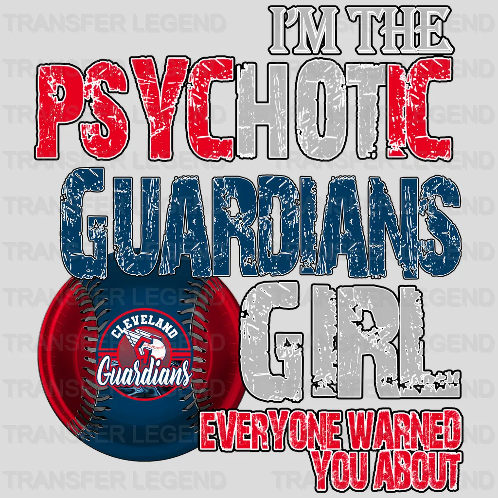 Cleveland Guardians MLB Psychotic Guardians Girl DTF Iron On Transfer