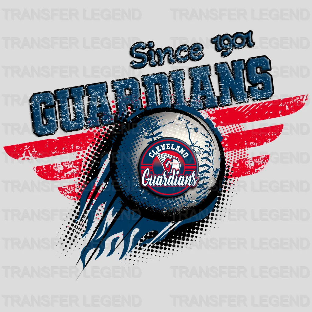 Cleveland Guardians MLB Winged Ball Logo Graphic - DTF Iron On Transfer