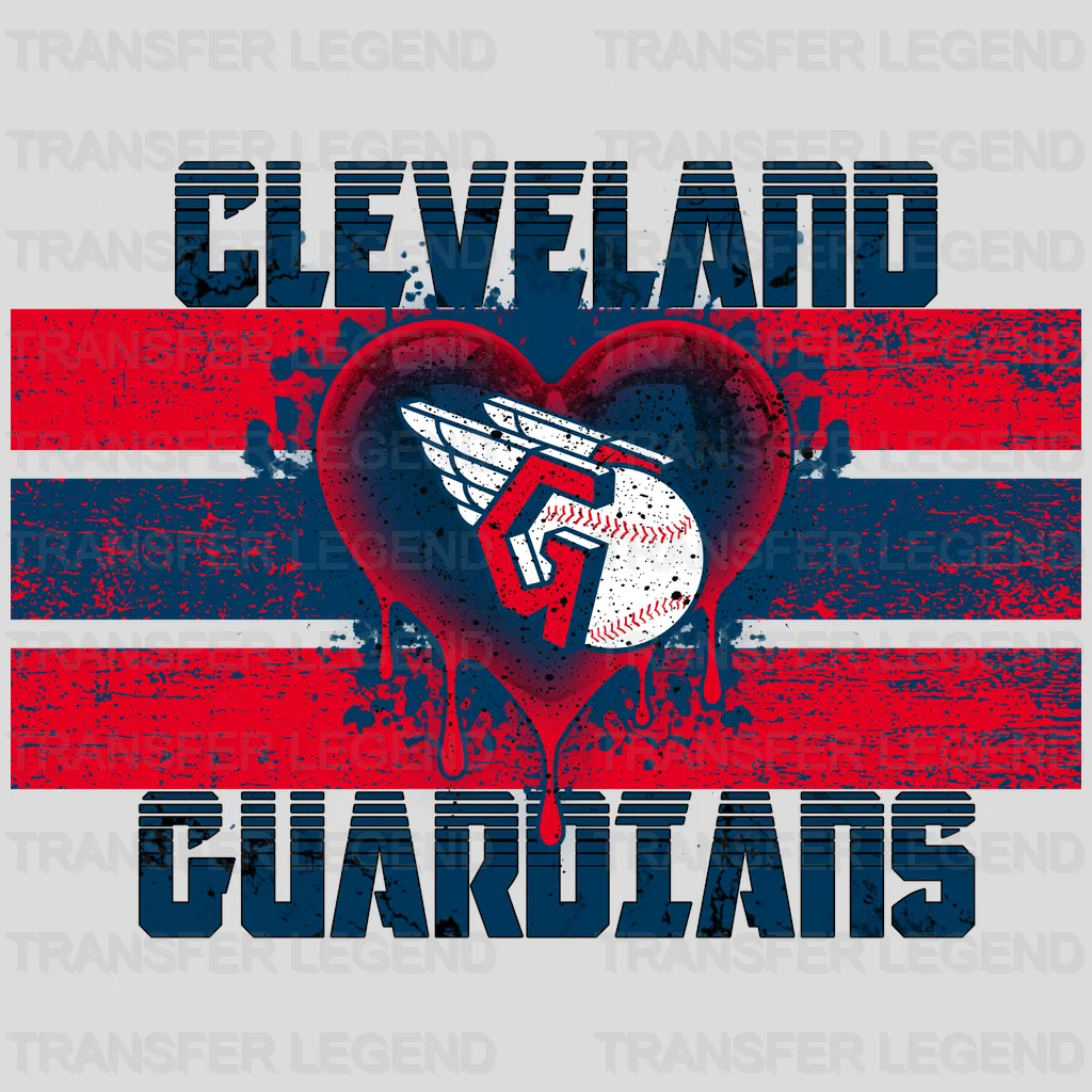 Cleveland Guardians MLB Distressed Flag Heart Shape - DTF Iron On Transfer