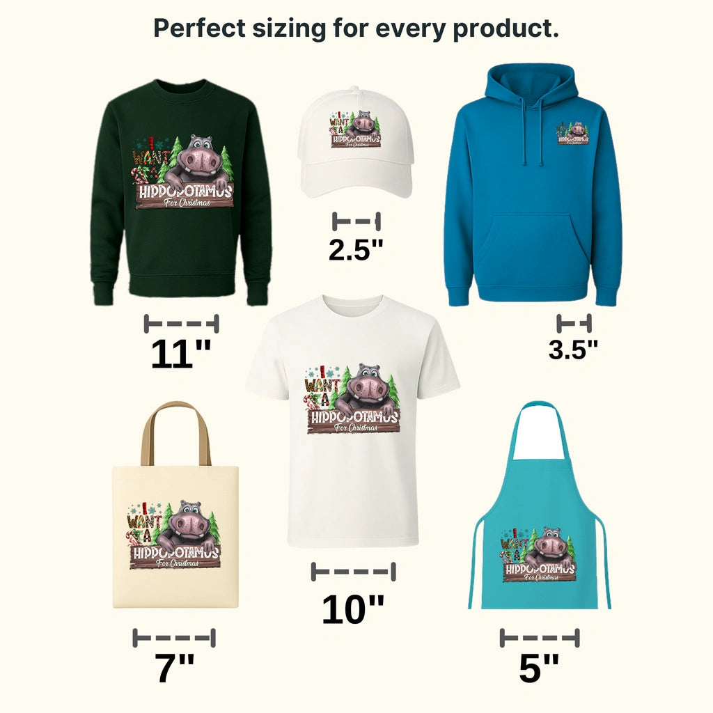 HIPPOPOTAMUS FOR CHRISTMAS Christmas Design - DTF heat transfer - transferlegend