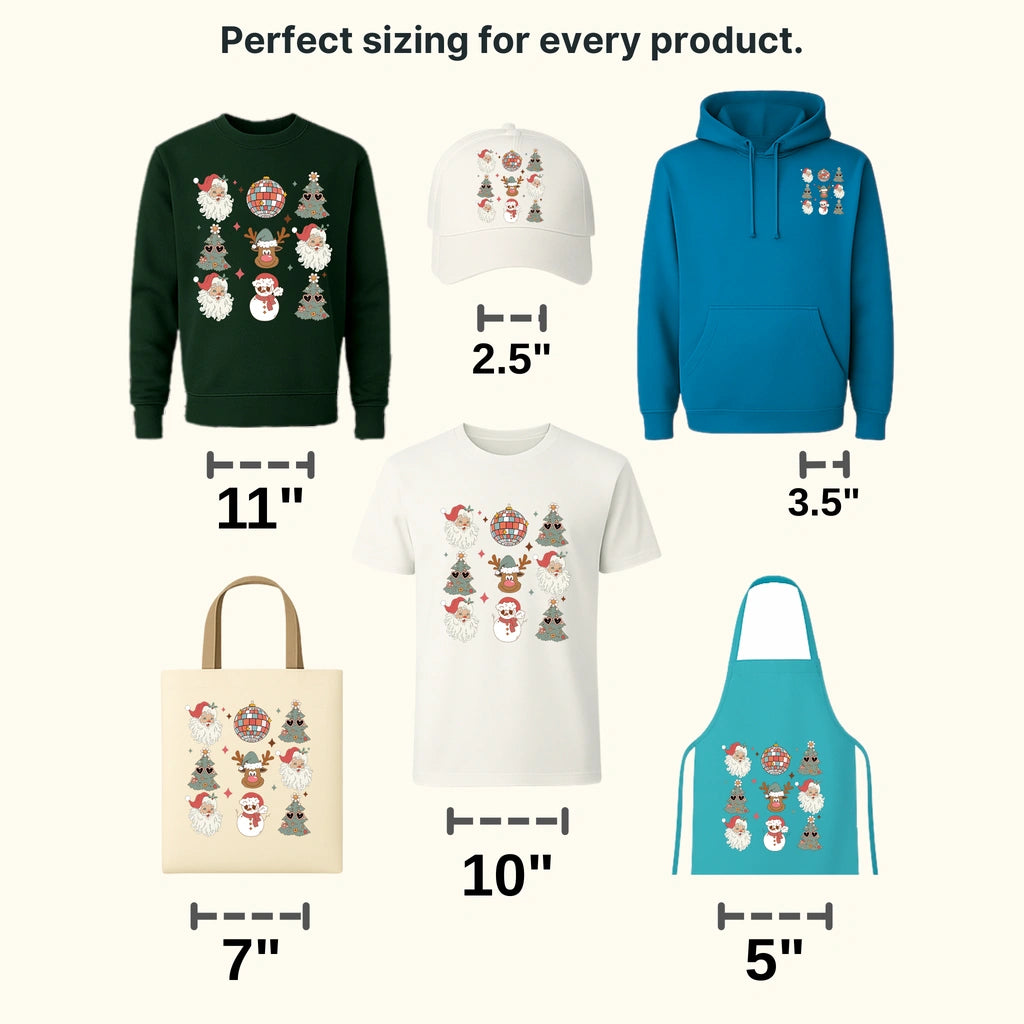 TREES REINDEER SANTA SNOWMAN Christmas Design - DTF heat transfer - transferlegend