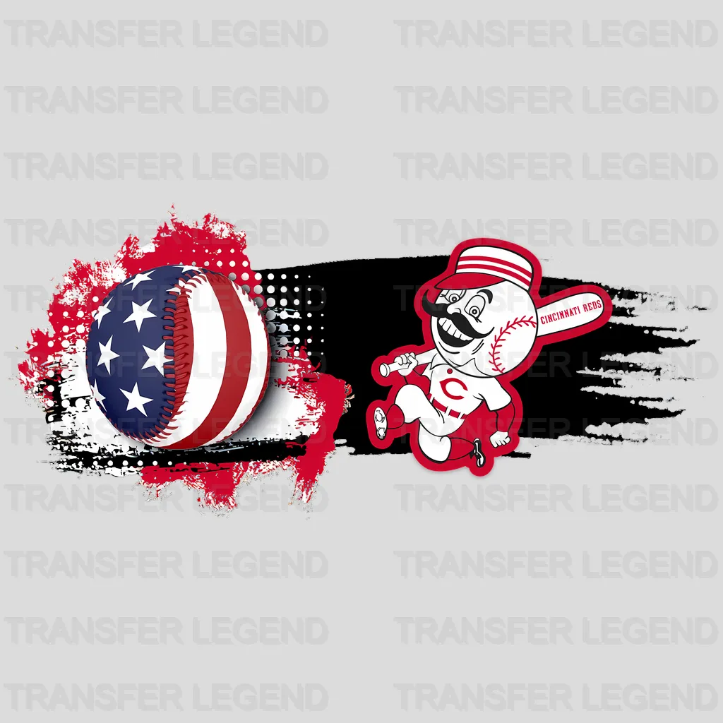 Cincinnati Reds MLB Cute Cartoon Mascots With Hearts - DTF Iron On Transfer