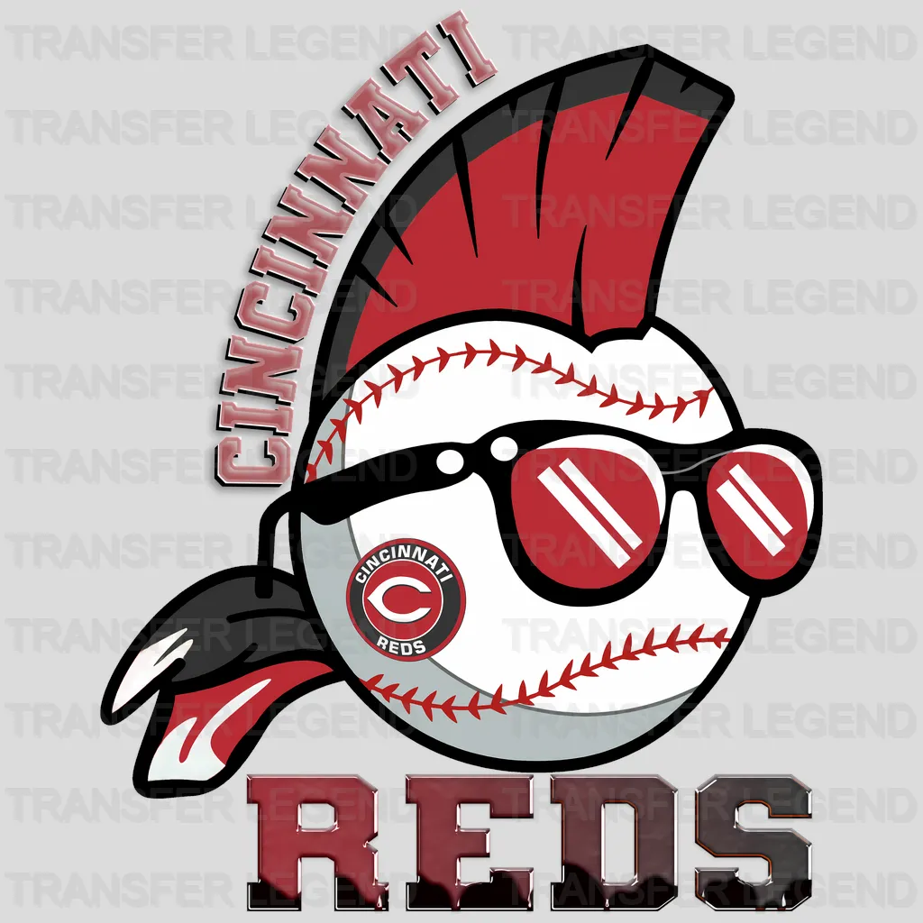 Cincinnati Reds MLB Character With Sunglasses - DTF Iron On Transfer