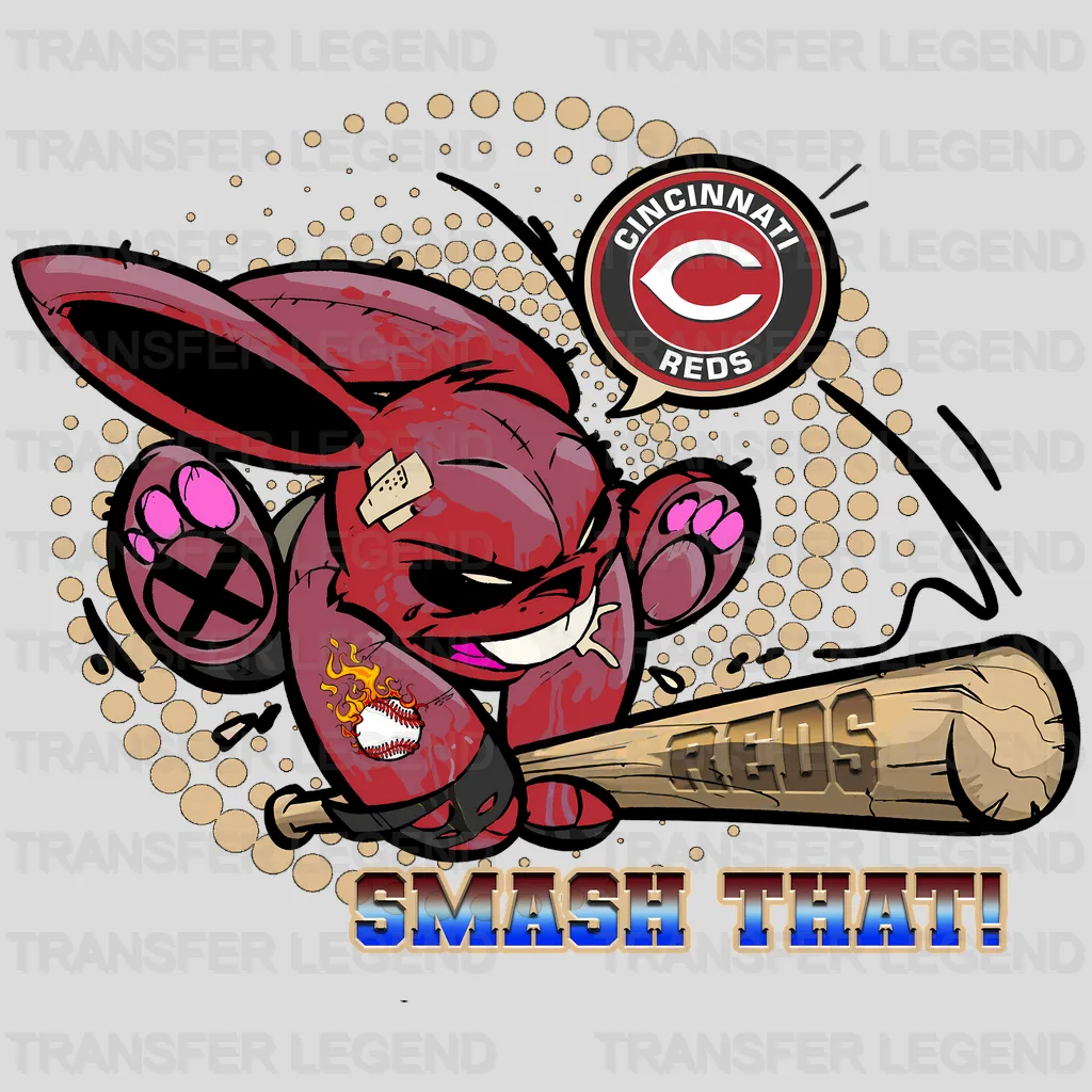 Cincinnati Reds MLB Angry Mascot Head Cartoon - DTF Iron On Transfer