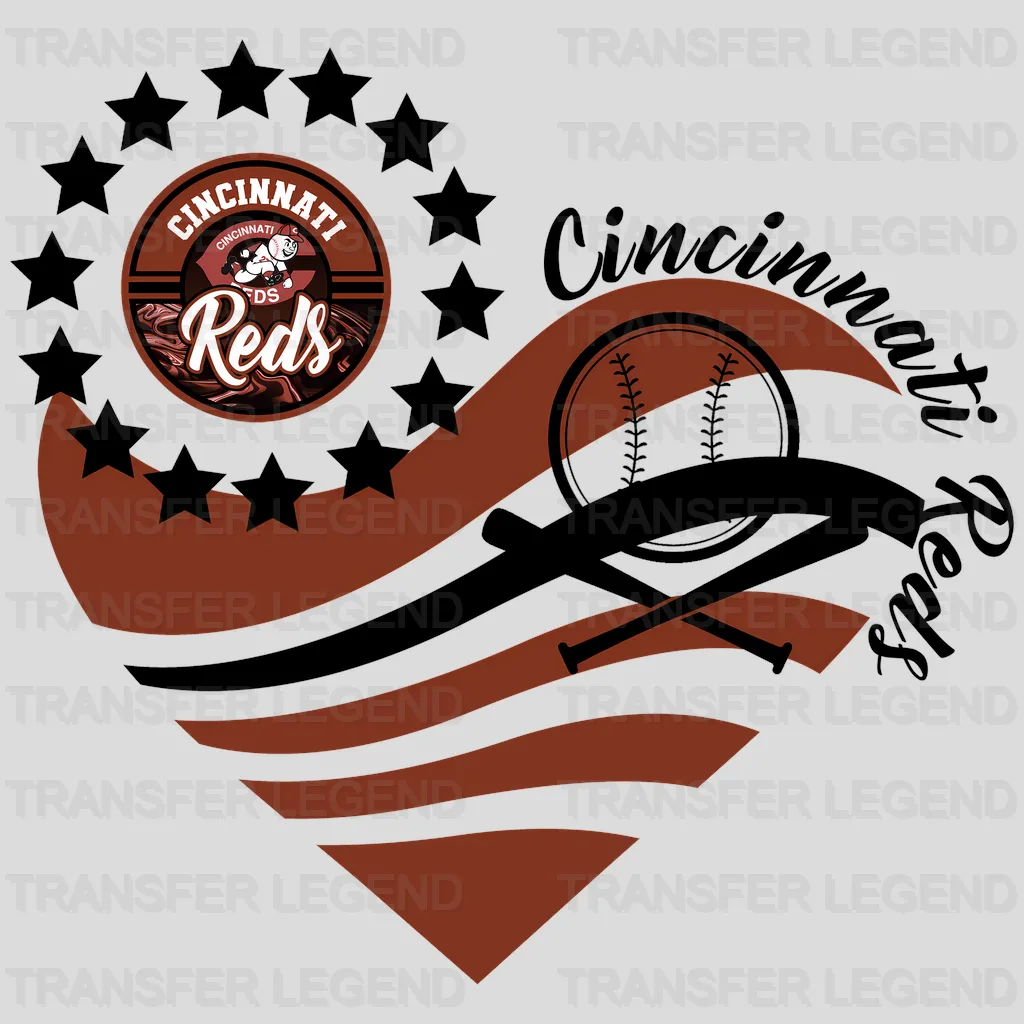 Cincinnati Reds MLB Love DTF Iron On Transfer