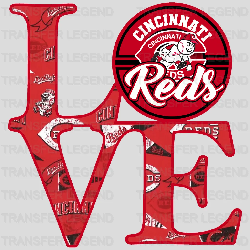 Cincinnati Reds MLB Love DTF Iron On Transfer