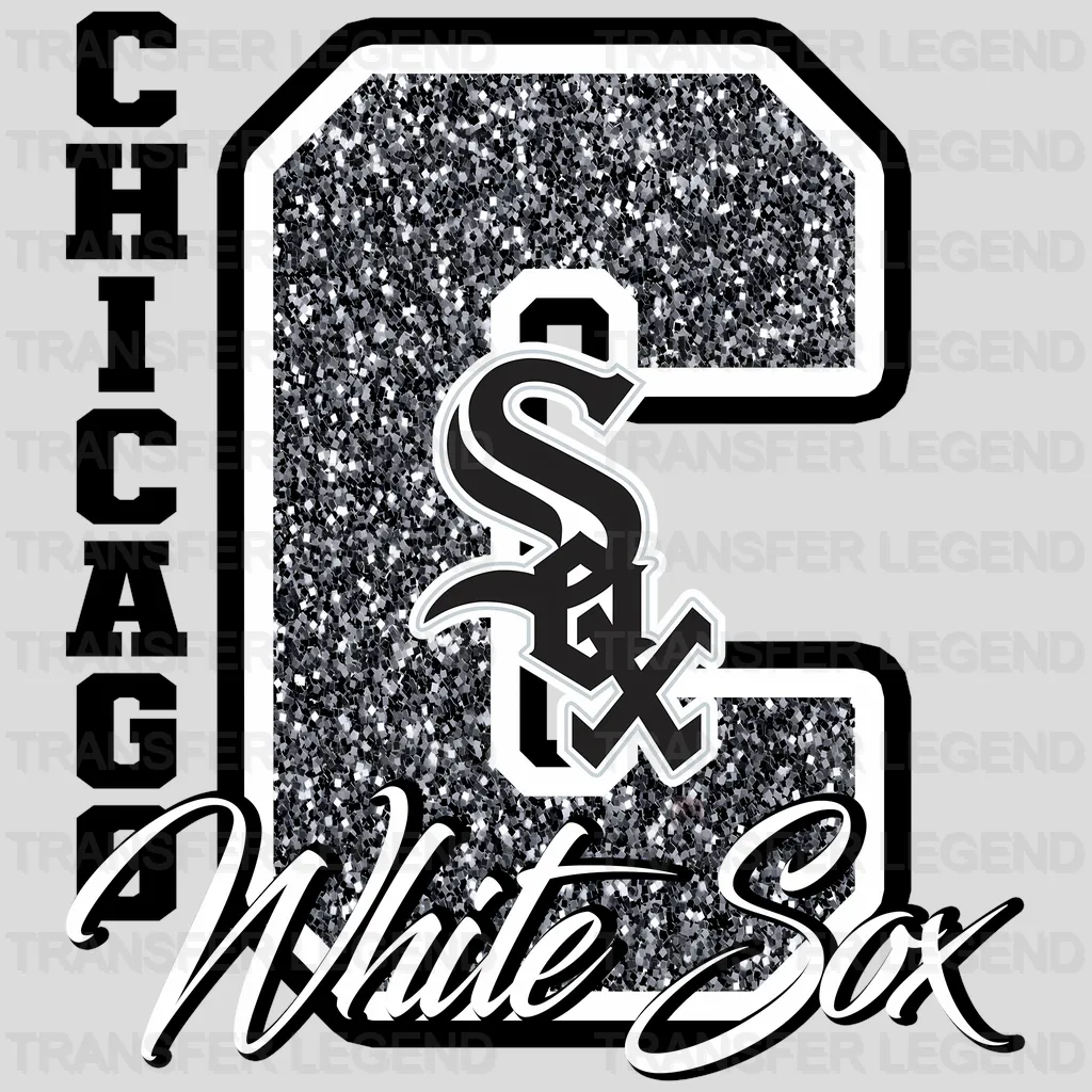 Chicago White Sox MLB Glitter Chenille Letter C Logo - DTF Iron On Transfer