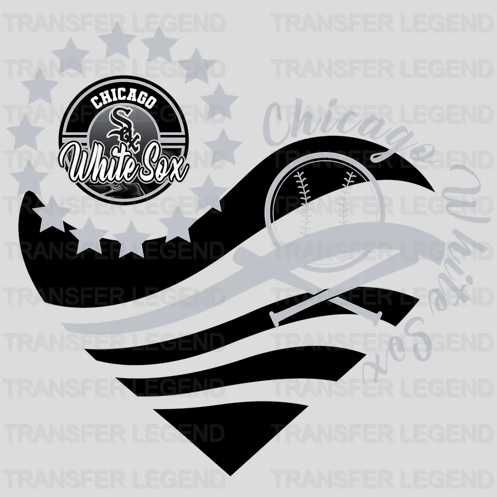 Chicago White Sox MLB Heart Shape Road Graphic Art - DTF Iron On Transfer
