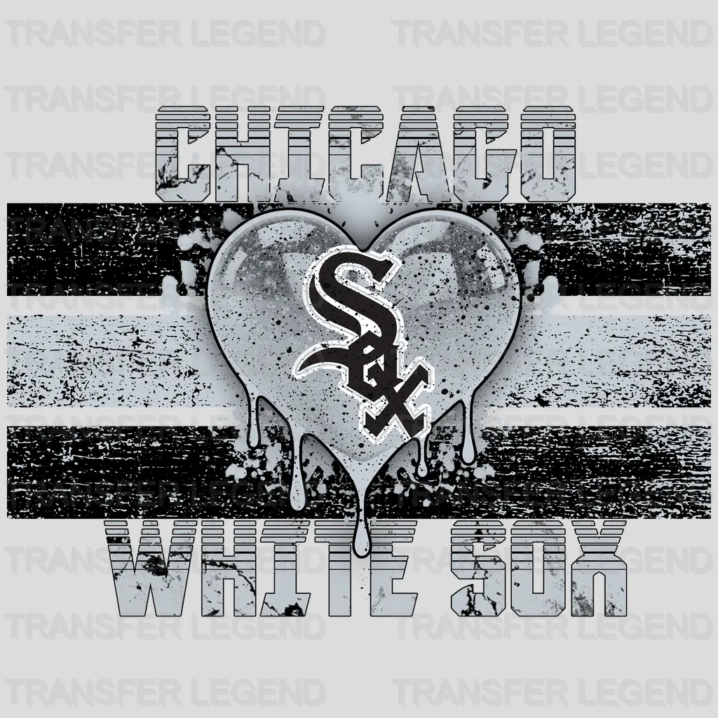 Chicago White Sox MLB Distressed Flag Heart Shape - DTF Iron On Transfer