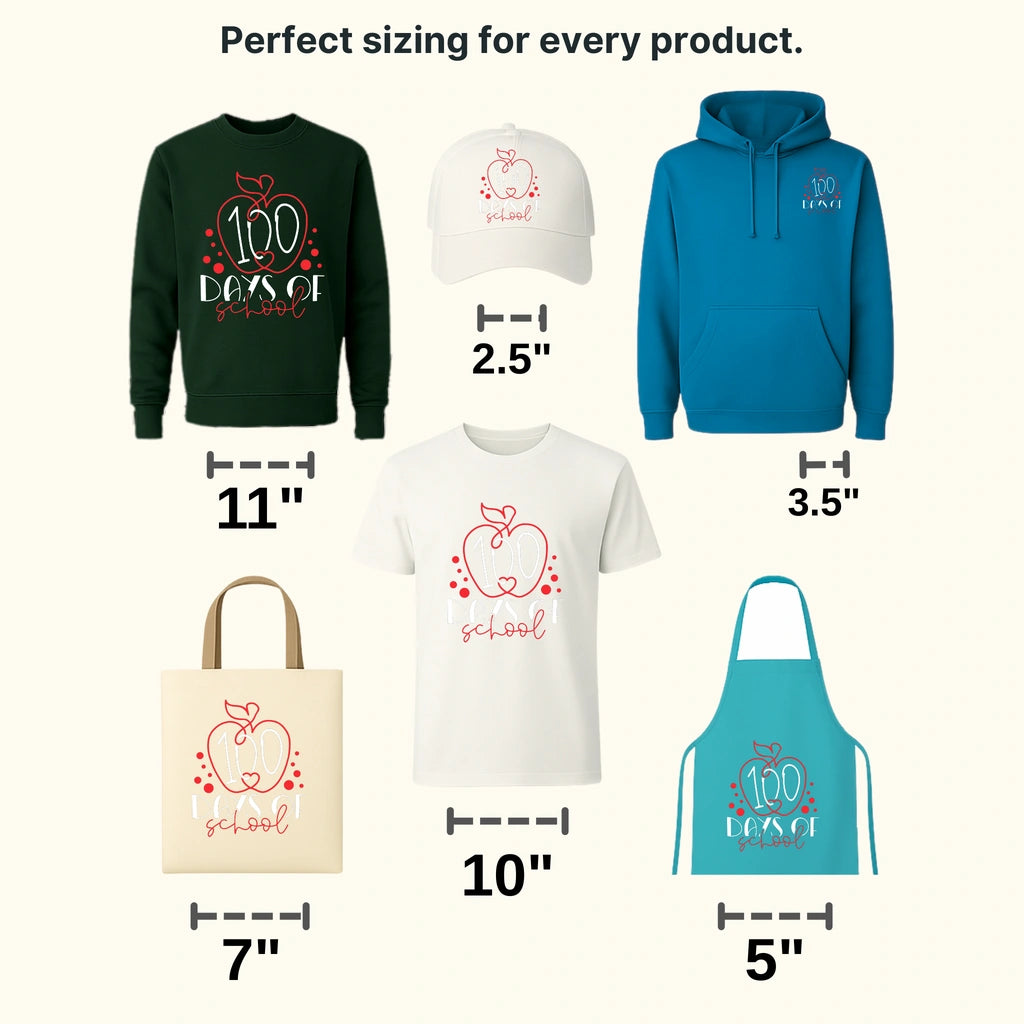 Apple 100 Days 100 Days Of School Design - DTF heat transfer - transferlegend