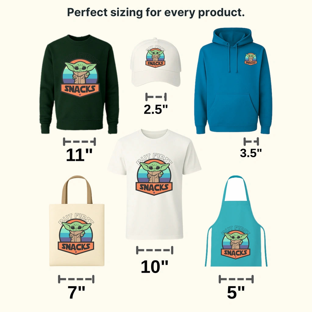 Baby Yoda But First Snacks Design - DTF heat transfer - transferlegend