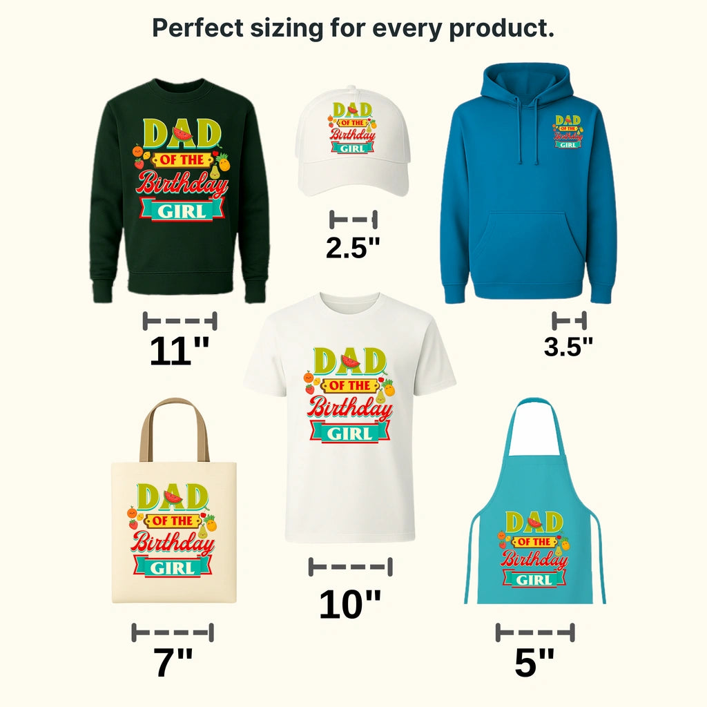 Dad Of The Birthday Girl Fruits Design - DTF heat transfer - transferlegend