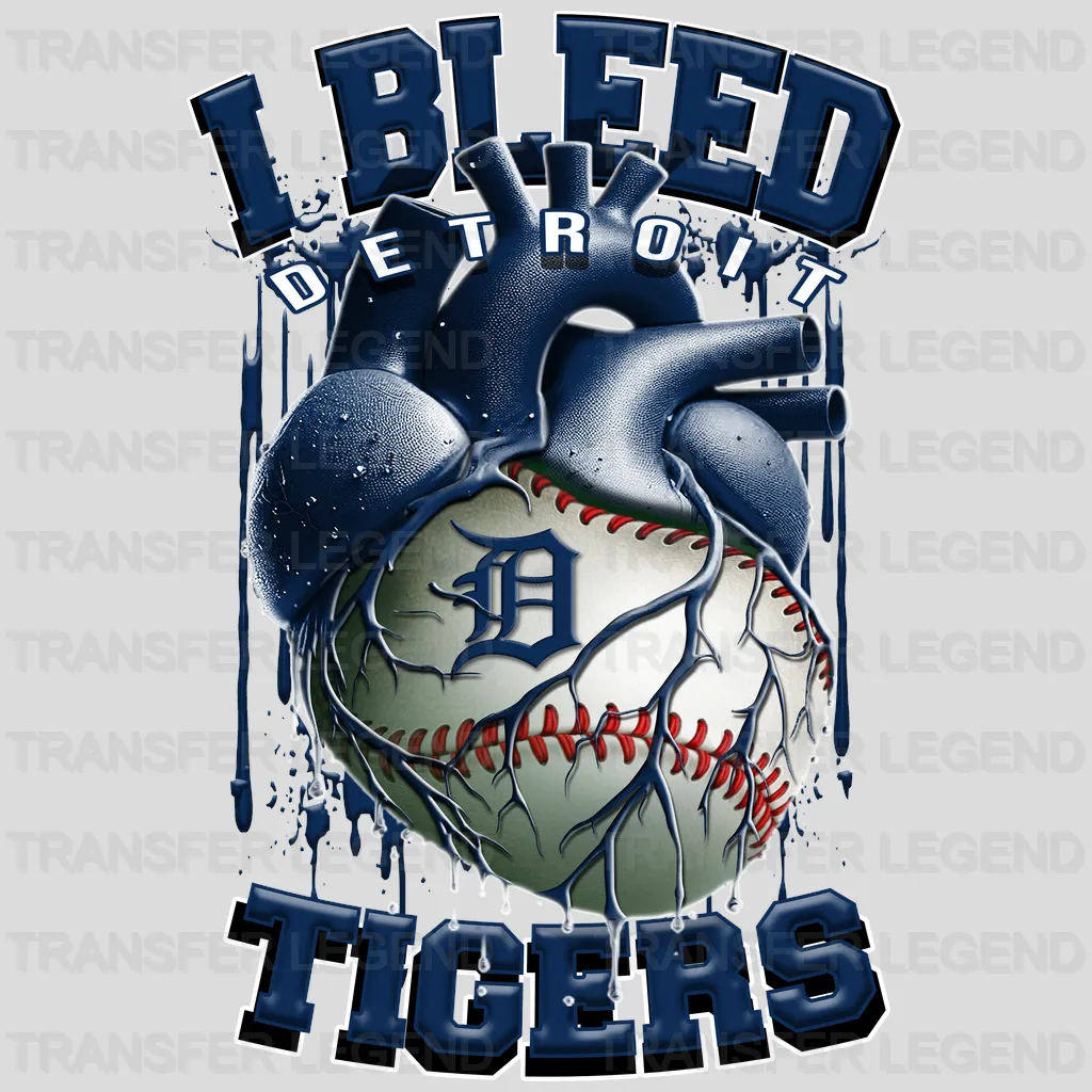 Detroit Tigers MLB I Bleed Blue & Orange DTF Iron On Transfer