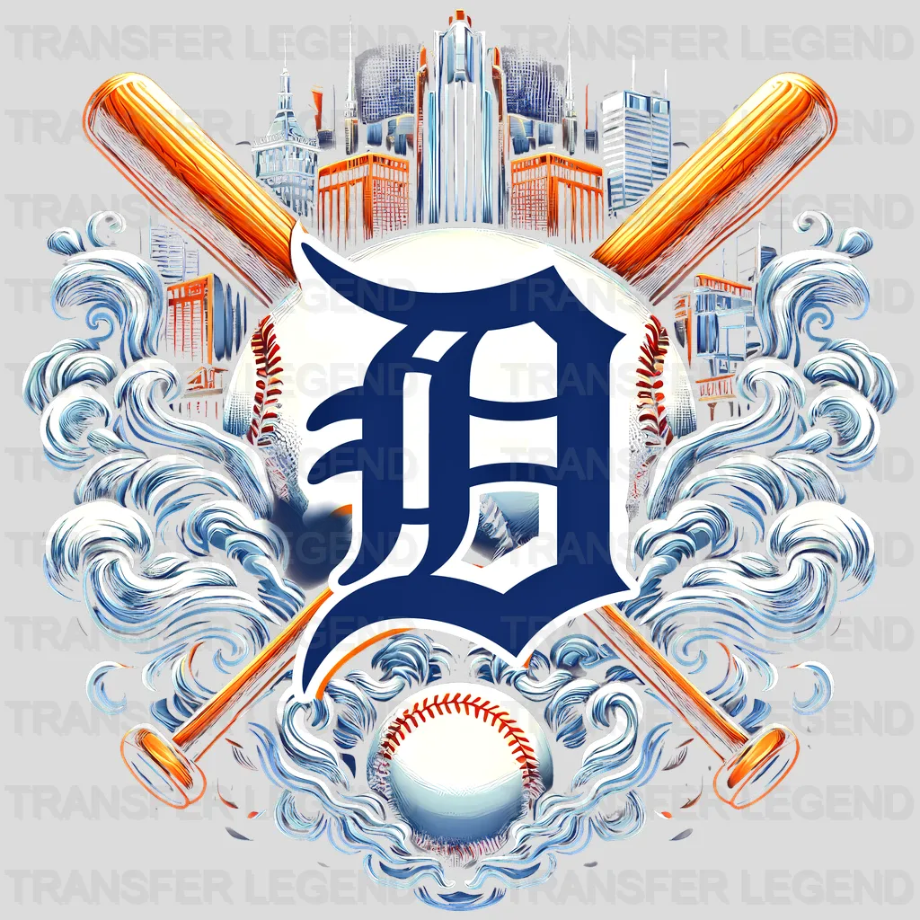 Detroit Tigers MLB Blue & Orange Lips Logo Art Illustration - DTF Iron On Transfer