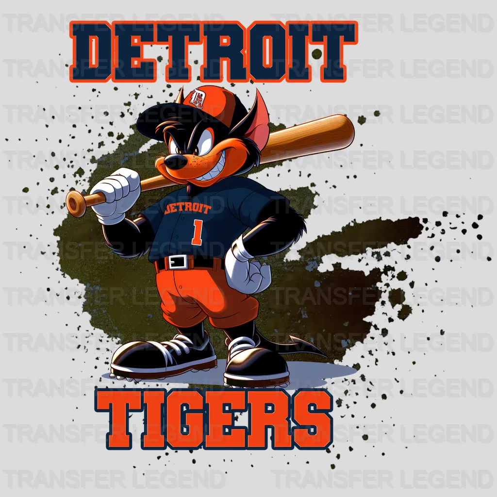 Detroit Tigers MLB Cartoon Kid Player Batting - DTF Iron On Transfer