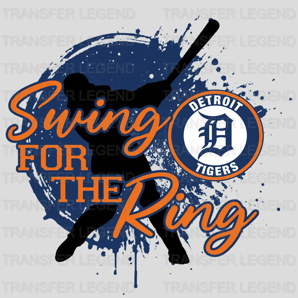 Detroit Tigers MLB Swing For The Ring DTF Iron On Transfer