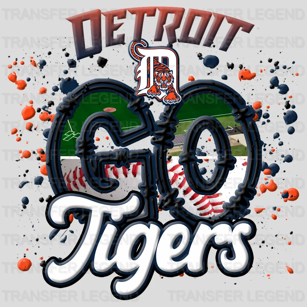 Detroit Tigers MLB Go Tigers DTF Iron On Transfer