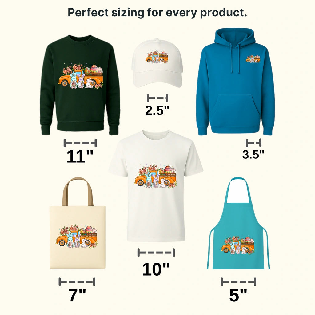 Gnomies With Truck Easter Design - DTF heat transfer - transferlegend