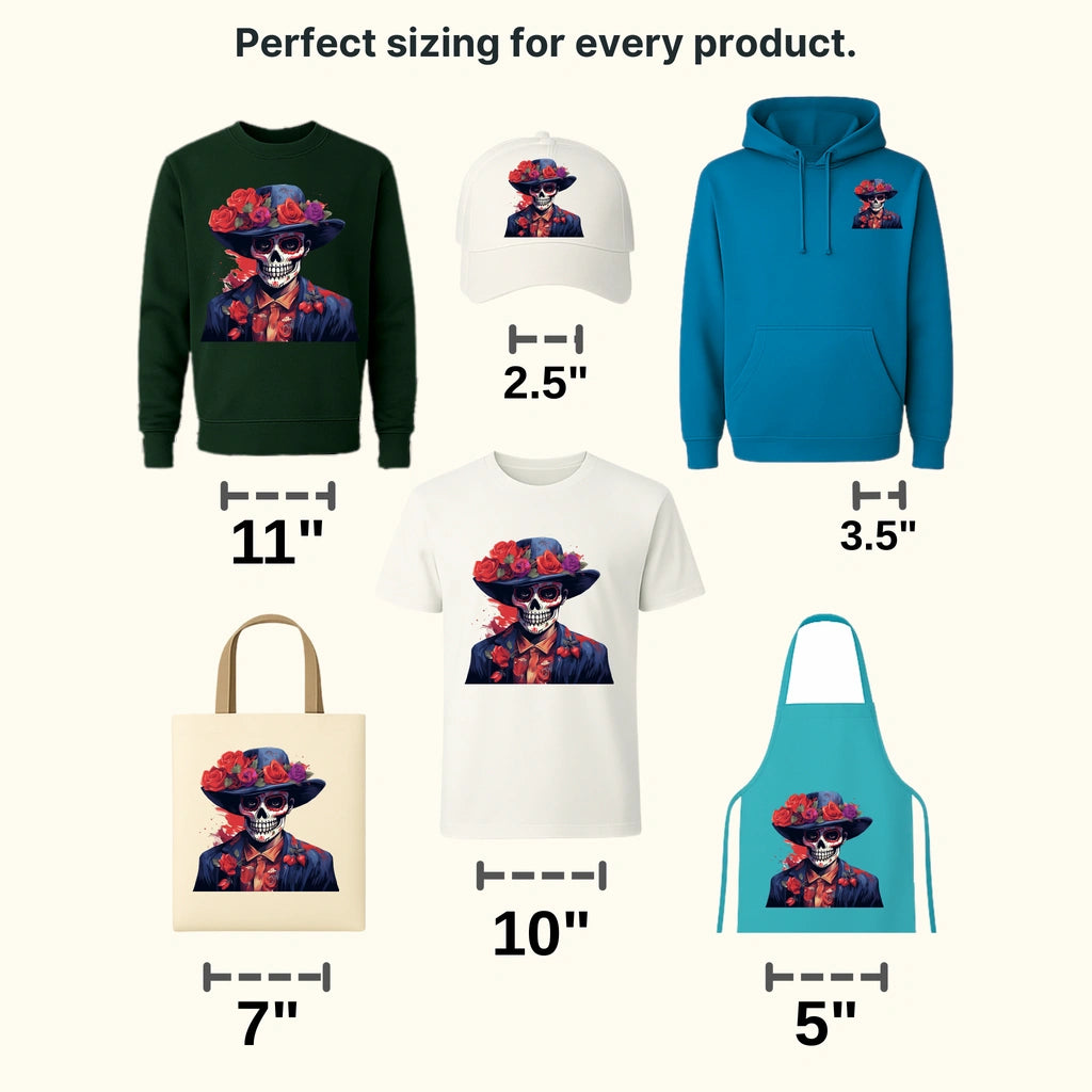 SUGAR SKULL DAY OF THE DEAD Design - DTF heat transfer - transferlegend
