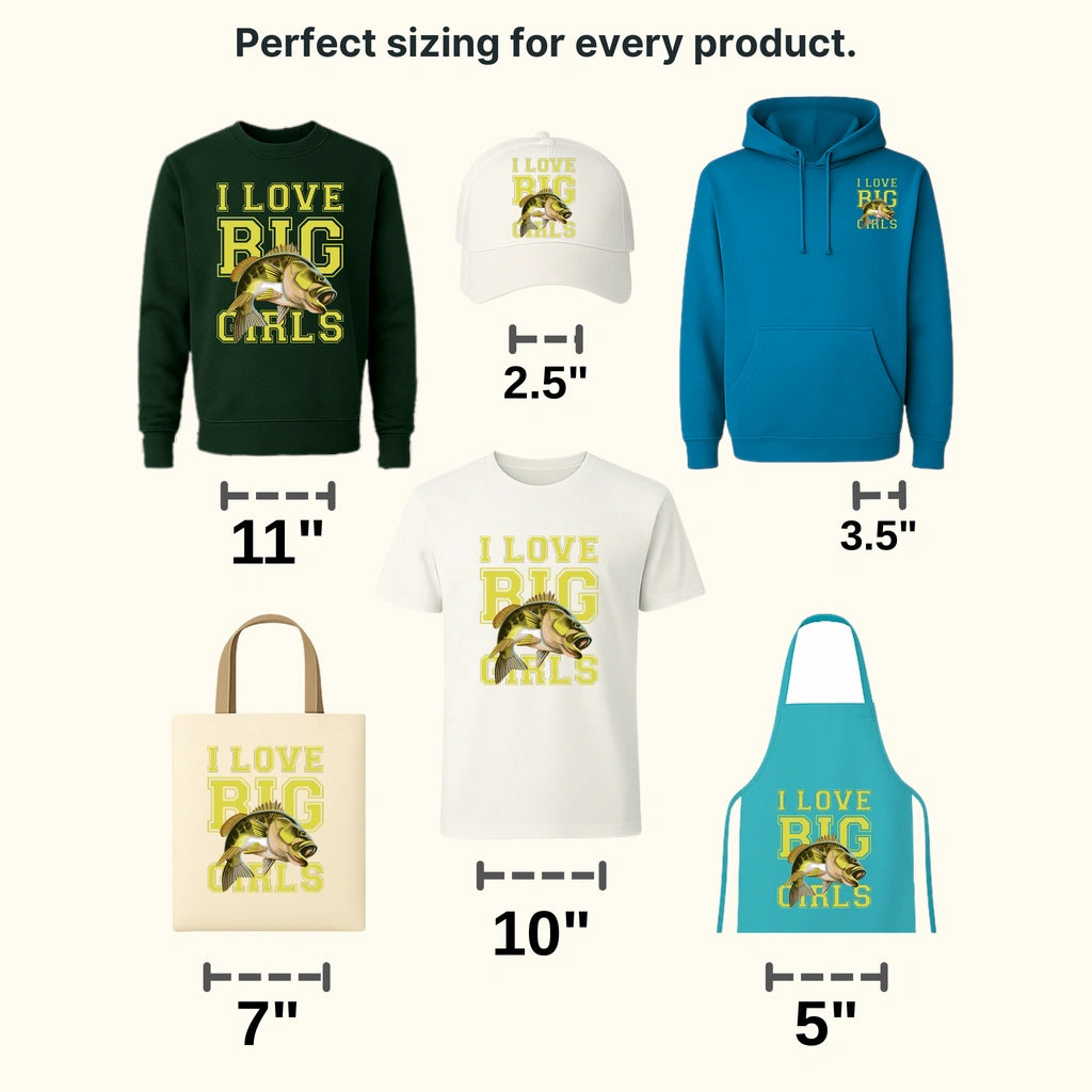 I Love Big Girls - Fish Design DTF Heat Transfer - transferlegend