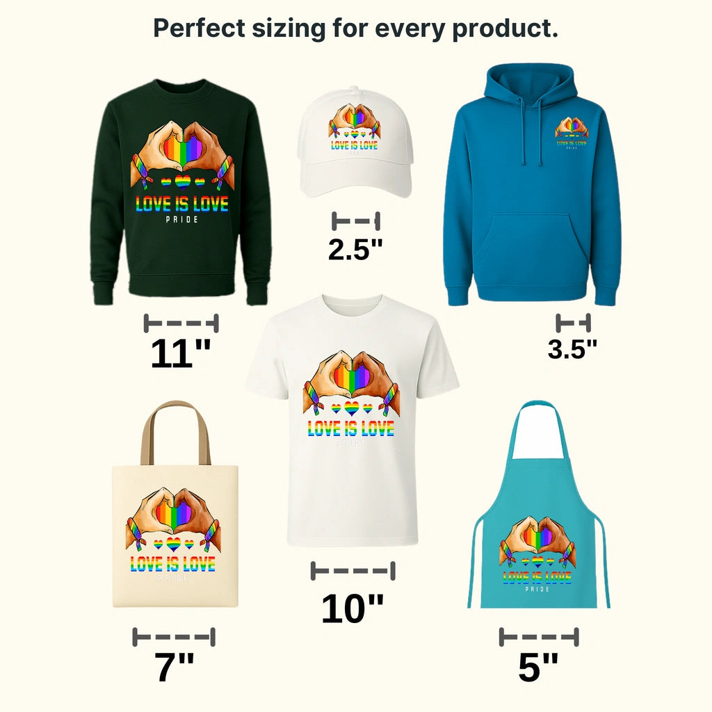 Love is Love Rainbow Heart with Hands Pride Design - DTF heat transfer - transferlegend