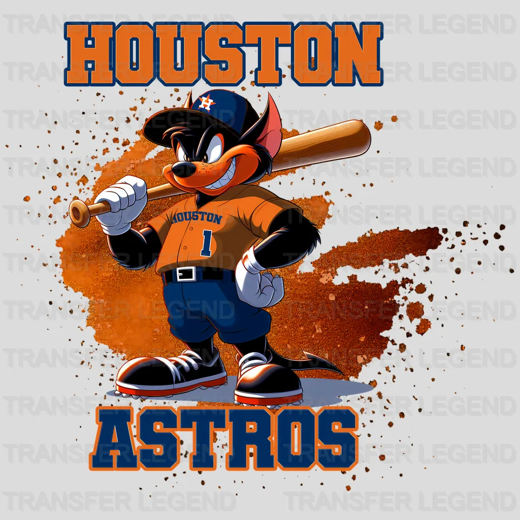 Houston Astros MLB Cartoon Kid Player Batting - DTF Iron On Transfer