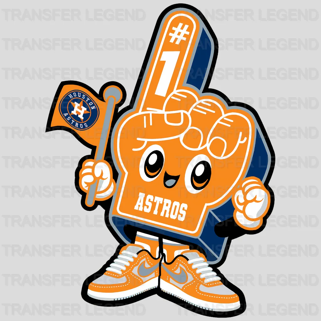 Houston Astros MLB Mascot Orbit With Foam Finger - DTF Iron On Transfer