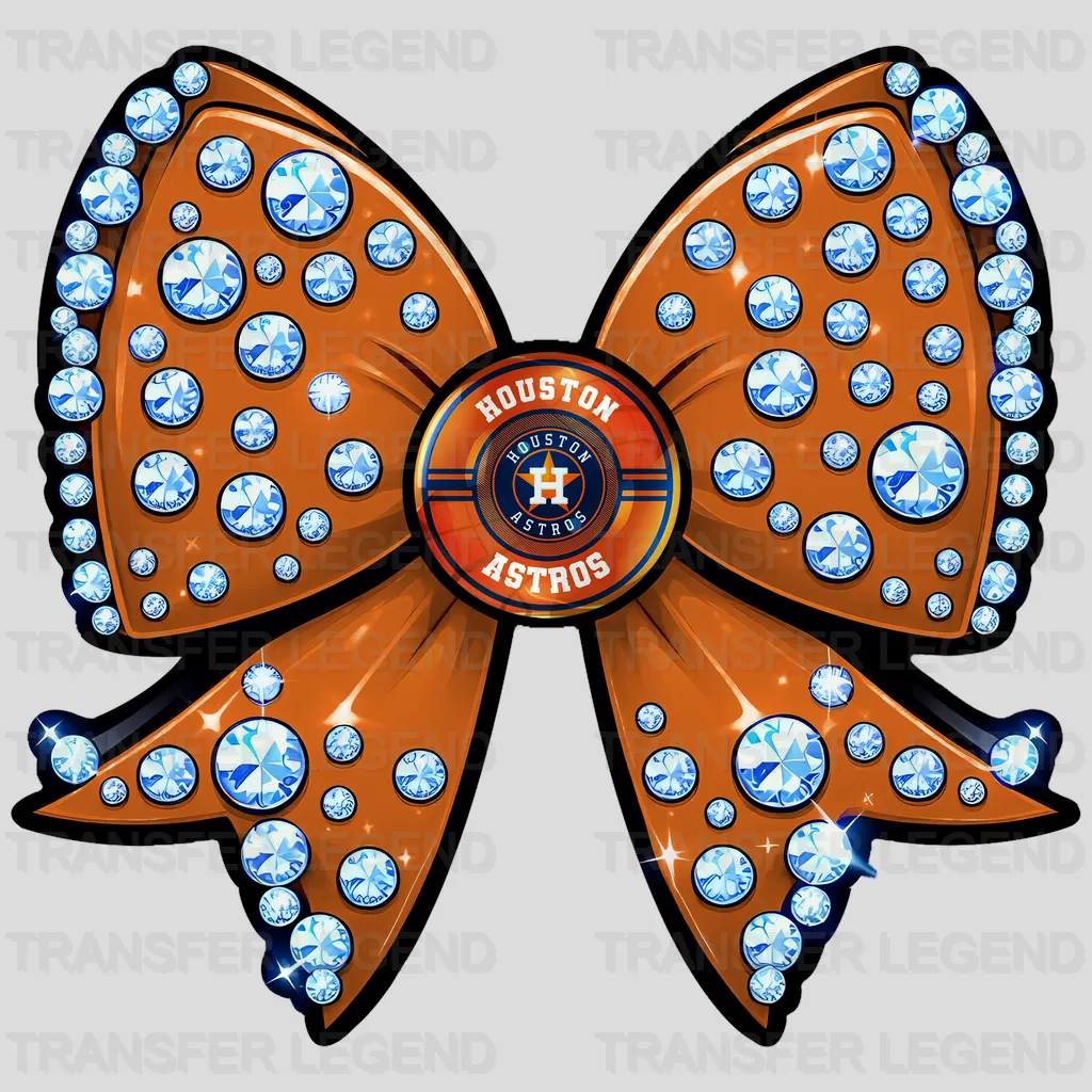 Houston Astros MLB Glitter Sequin Orange Bow Ribbon - DTF Iron On Transfer