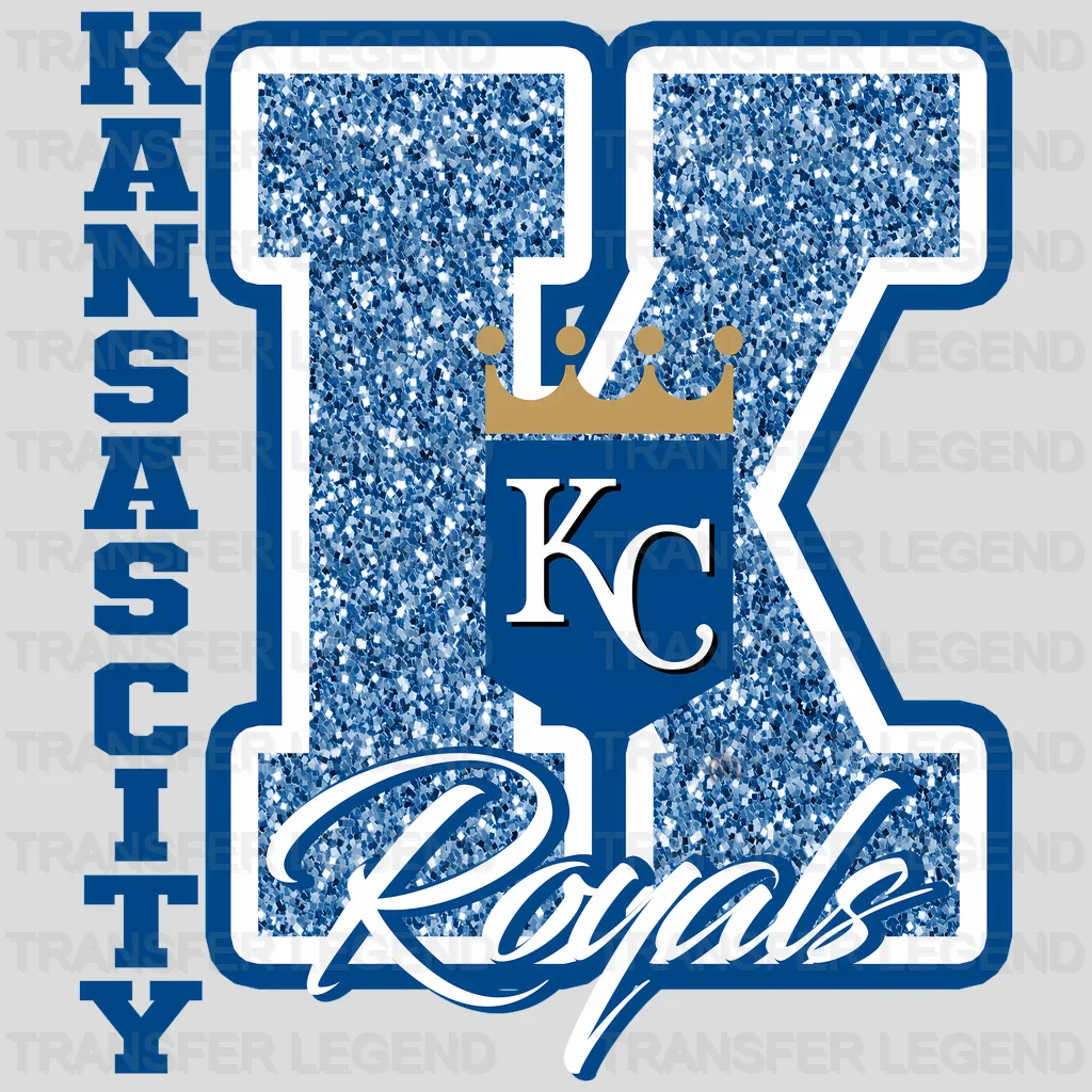 Kansas City Royals MLB Swirl Heart Shape Artistic Logo - DTF Iron On Transfer