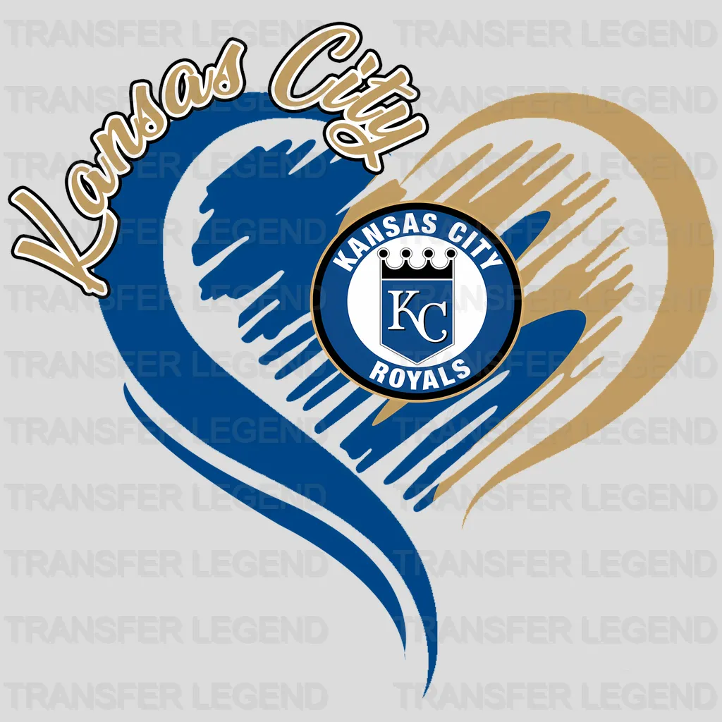 Kansas City Royals MLB Floral Pattern Heart Shape - DTF Iron On Transfer