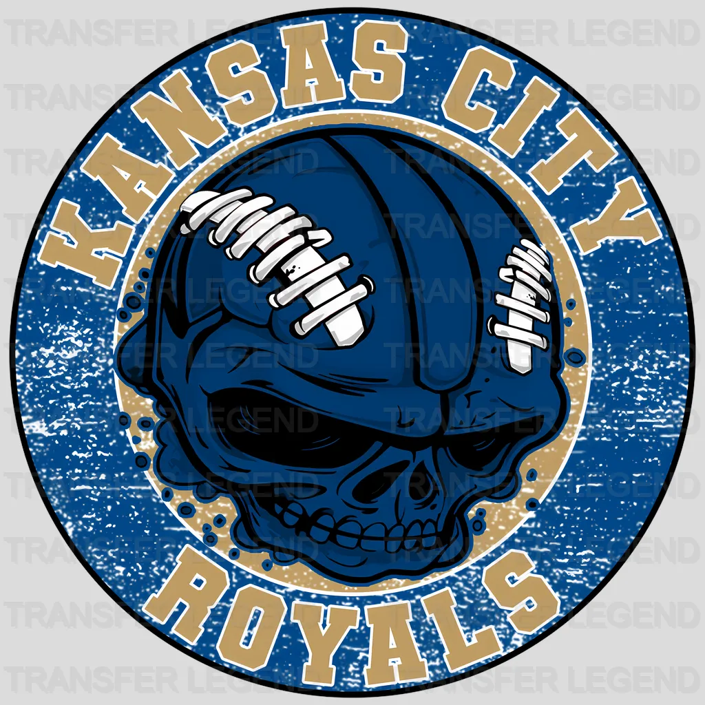 Kansas City Royals MLB Blue Skull With Helmet Art - DTF Iron On Transfer