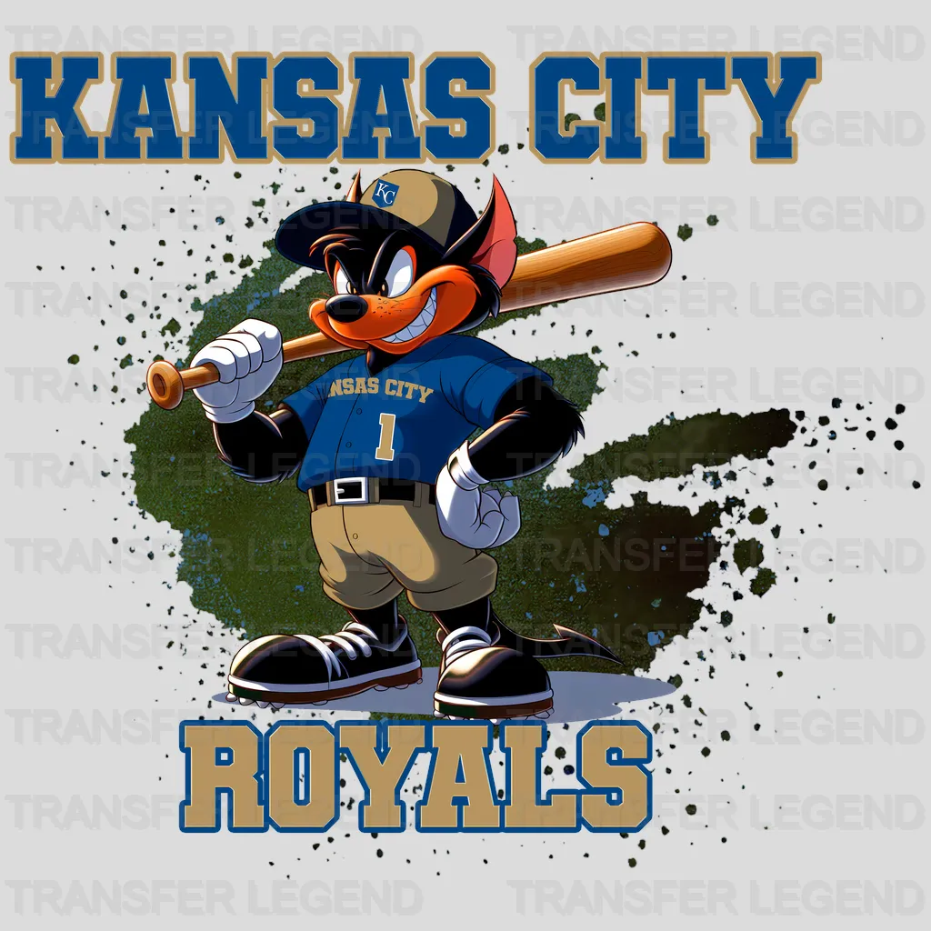 Kansas City Royals MLB Cartoon Kid Player Batting - DTF Iron On Transfer