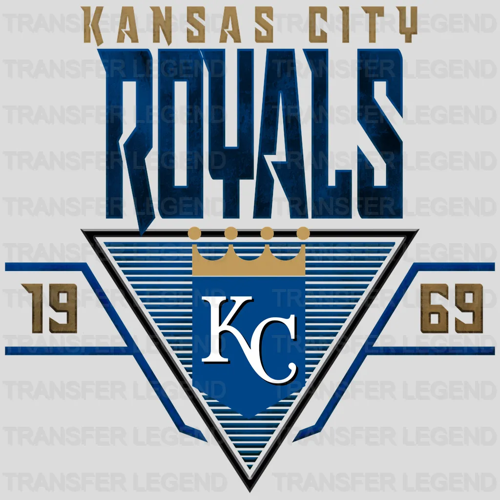 Kansas City Royals MLB Vintage Blue Typography Poster - DTF Iron On Transfer