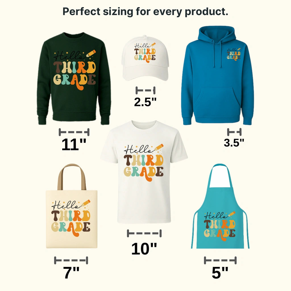 Hello Third Grade - Back to School -  Design - DTF heat transfer - transferlegend