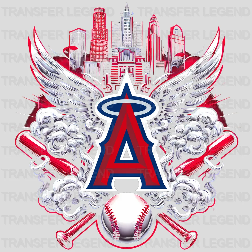 Los Angeles Angels MLB Crossed Bats Shield Emblem - DTF Iron On Transfer
