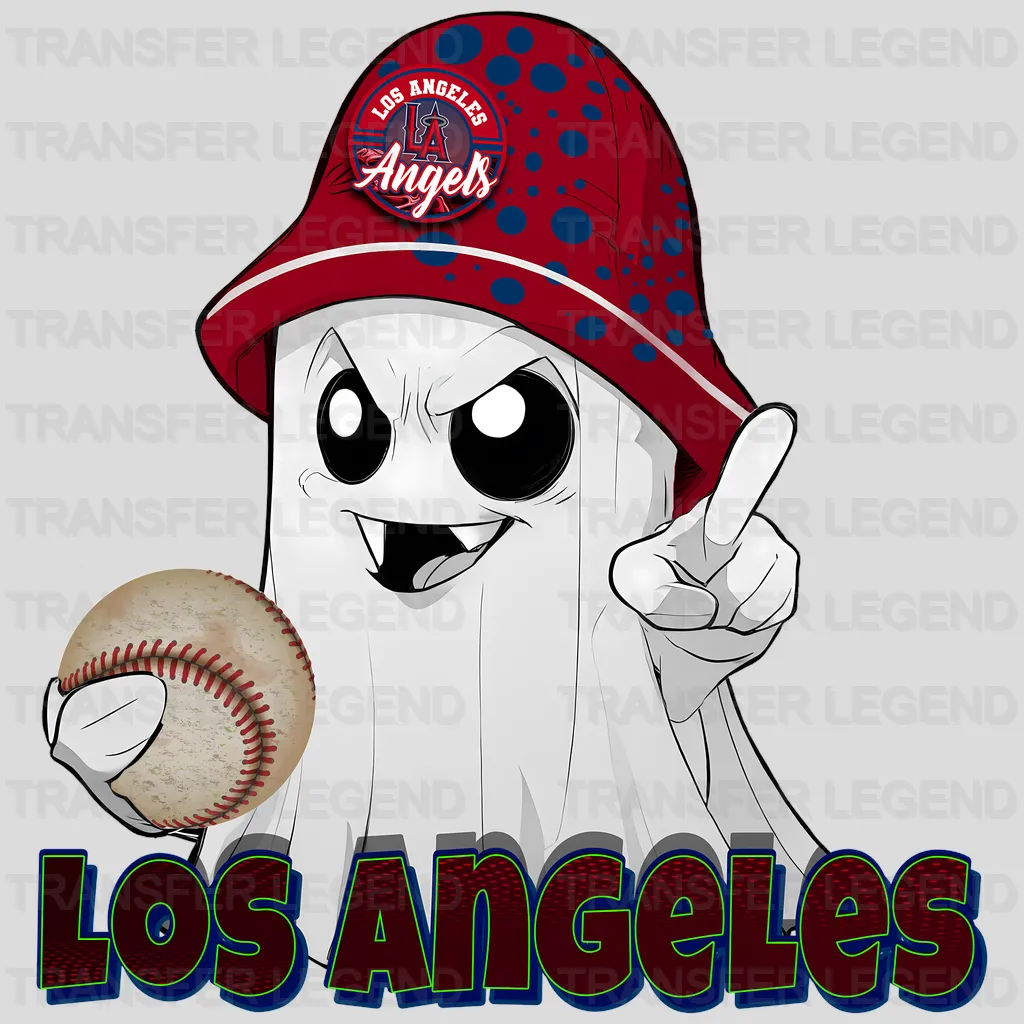 Los Angeles Angels MLB Cute Ghost With Hat Halloween - DTF Iron On Transfer