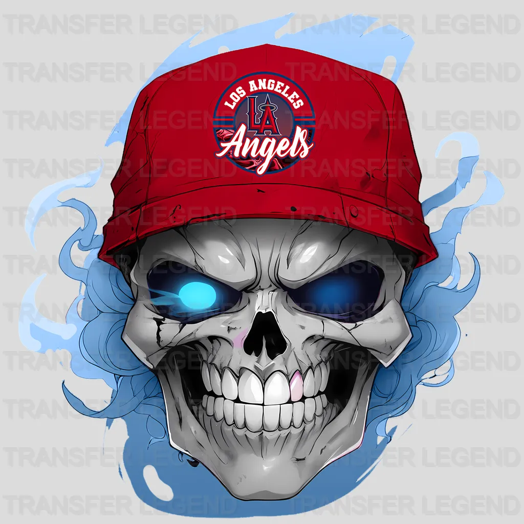 Los Angeles Angels MLB Skull With Cap & Smoke Effect - DTF Iron On Transfer