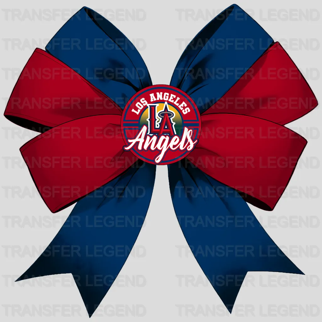 Los Angeles Angels MLB Elegant Red Bow Ribbon Knot - DTF Iron On Transfer