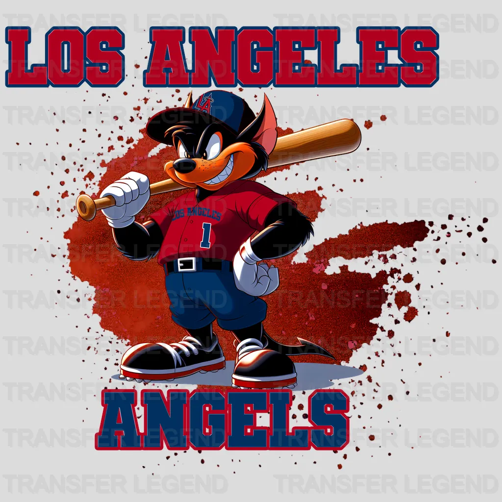 Los Angeles Angels MLB Cartoon Kid Player Batting - DTF Iron On Transfer