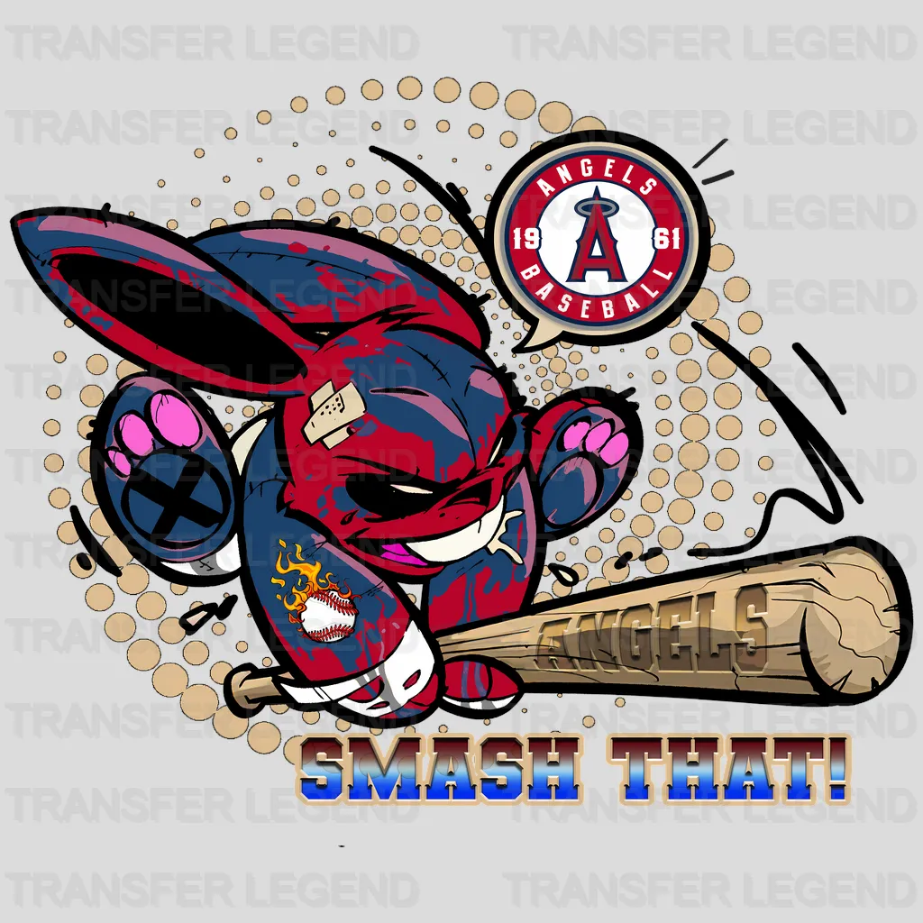 Los Angeles Angels MLB Mascot Catcher Cartoon Graphic - DTF Iron On Transfer