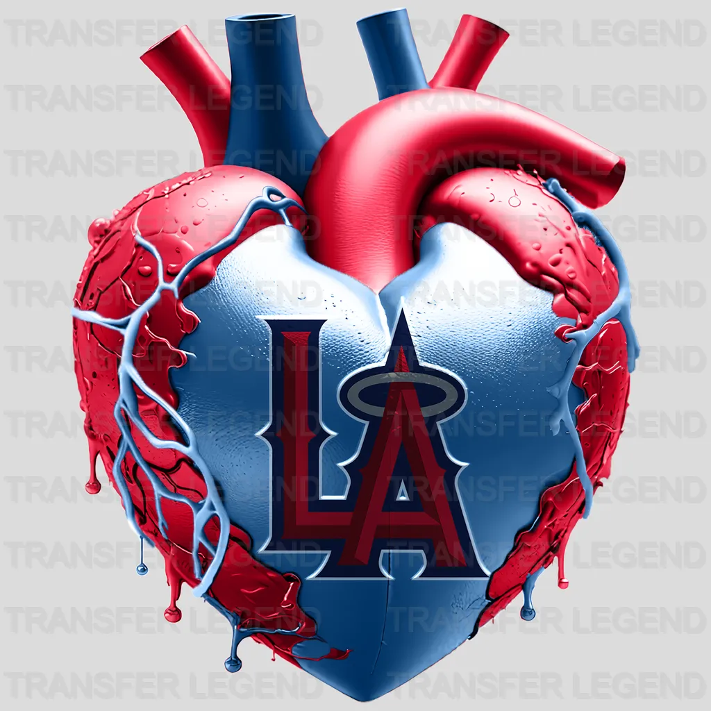 Los Angeles Angels MLB Realistic Anatomical Heart Art - DTF Iron On Transfer