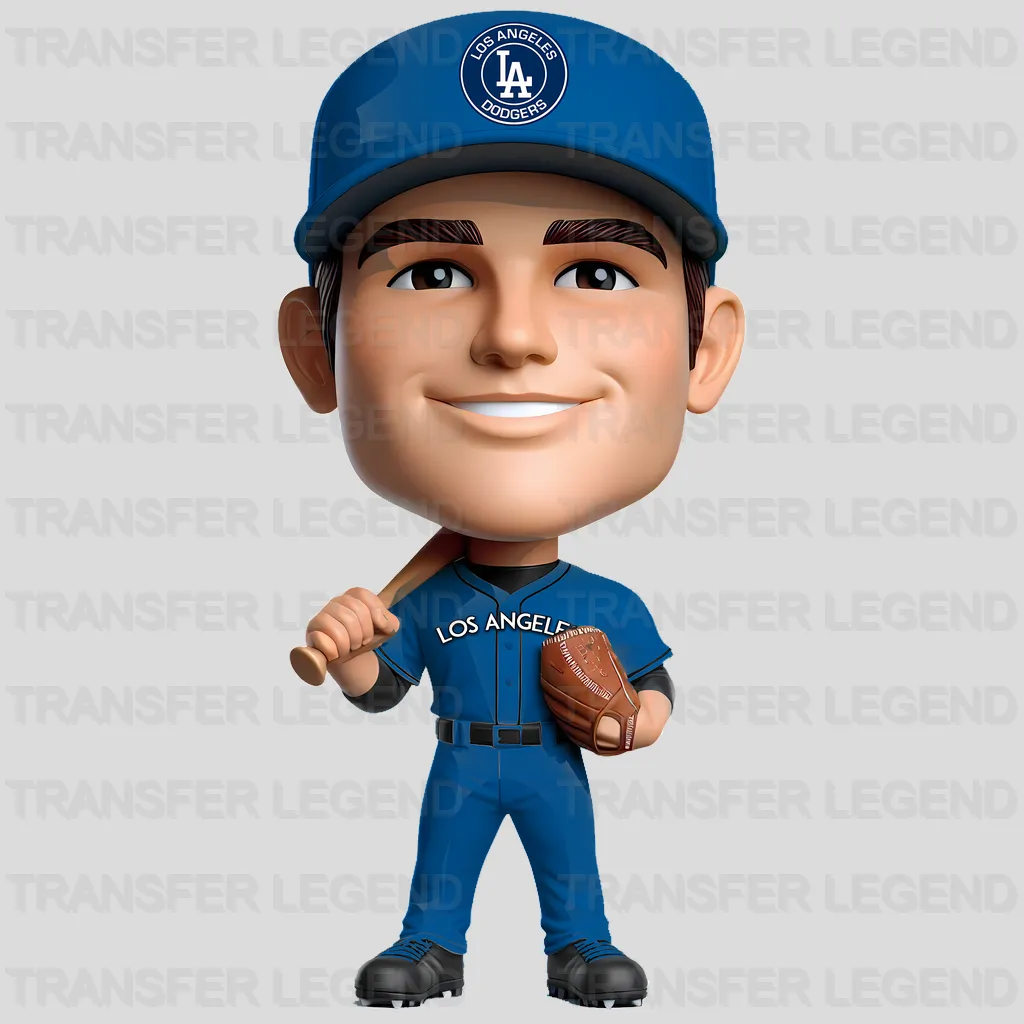 Los Angeles Dodgers MLB Cartoon Bobblehead Player Character - DTF Iron On Transfer