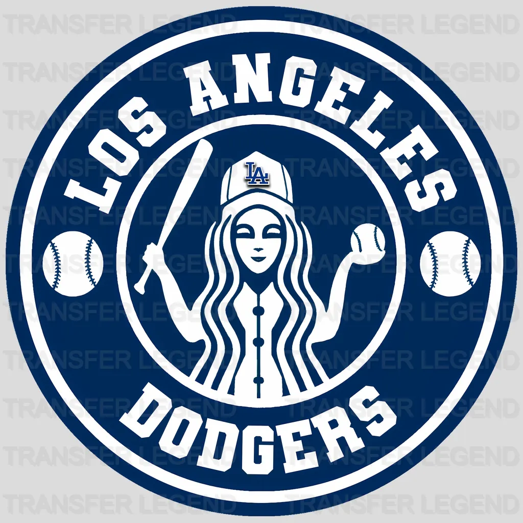Los Angeles Dodgers MLB Circle Badge Girl Illustration - DTF Iron On Transfer